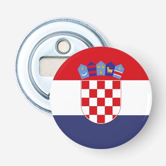 Kroatië vlag button flesopener (Voorkant)