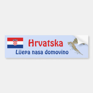 Kroatië Vlag en Landkaart Bumpersticker