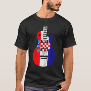 Kroatië Vlag Gitaar Vintage Muzikant T-shirt