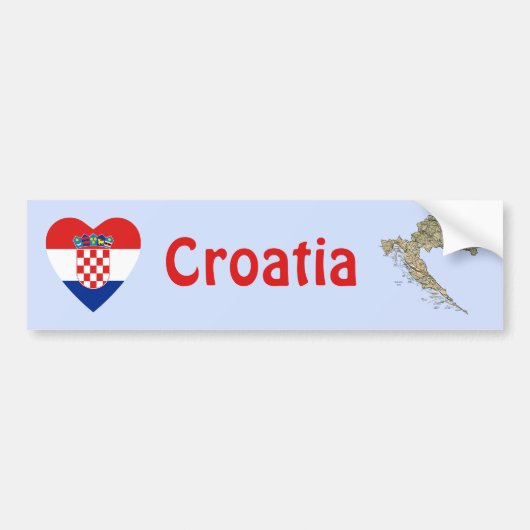 Kroatië Vlag Hart + Landkaart Bumpersticker (Voorkant)