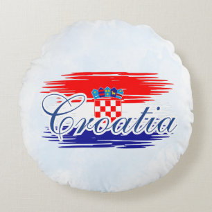 Kroatië vlag kaart rond kussen