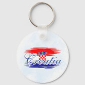 Kroatië vlag kaart sleutelhanger (Voorkant)