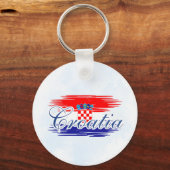 Kroatië vlag kaart sleutelhanger (Voorkant)
