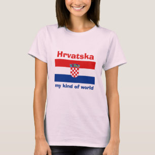 Kroatië Vlag + Kaart + Tekst T-shirt