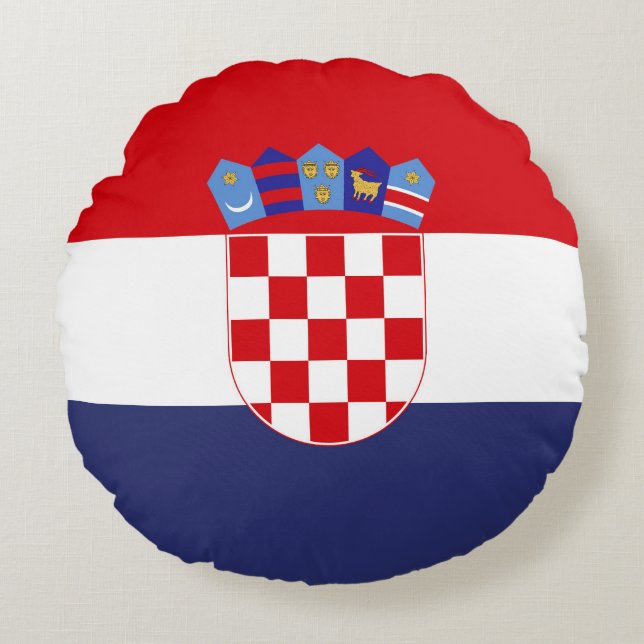 Kroatië vlag rond kussen (Voorkant)
