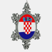 Kroatië vlag tin sneeuwvlok ornament (Links)