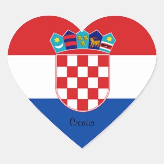 Kroatië: Vlag van Kroatië Hart Sticker (Voorkant)