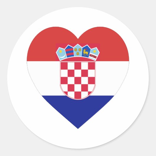Kroatië-vlaggenhart Ronde Sticker (Voorkant)