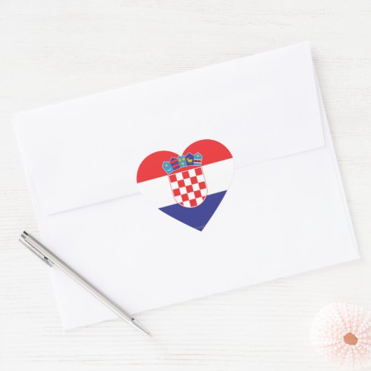 Kroatie Vlakke vlag Hart Sticker (Envelop)