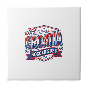 Kroatië Voetbal 2026 Voetbal Vet Land Typografie Tegeltje