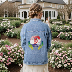 Kroatië voetbal fan kunst met trots denim jacket
