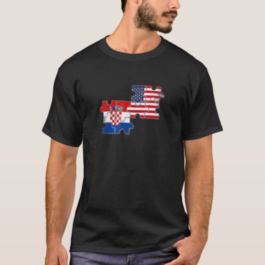 Kroatië VS Roots Kroatisch-Amerikaanse vlag Hrvats T-shirt (Voorkant)