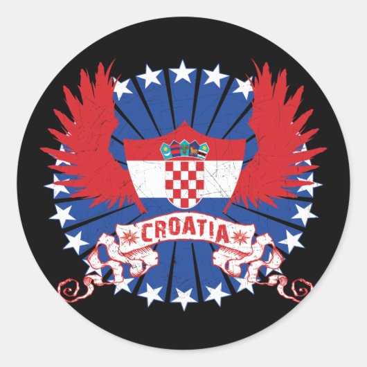 Kroatië Winged Ronde Sticker (Voorkant)