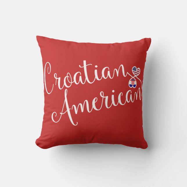 Kroatisch-Amerikaans Getwind Harten Throw Cushion Kussen (Voorkant)