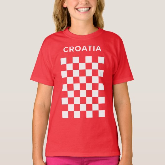 Kroatisch dambord wit t-shirt (Voorkant)