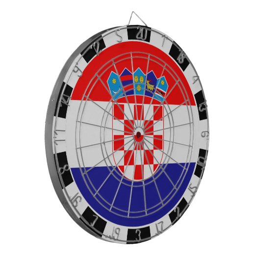 Kroatisch dartboard en Kroatische vlag/spelraad Dartbord (Voorkant Links)