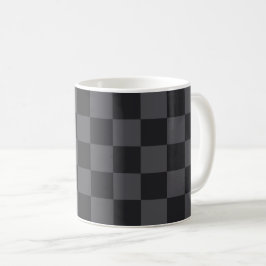 Kroatisch Geometric Black Grey Checkered Pattern Koffiemok