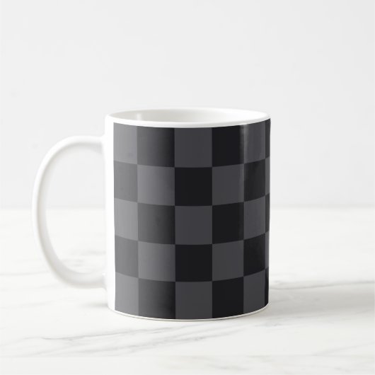 Kroatisch Geometric Black Grey Checkered Pattern Koffiemok (Links)