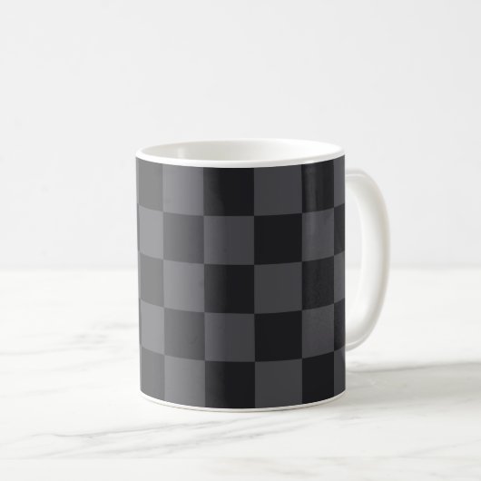 Kroatisch geometrisch zwart grijs geruit patroon koffiemok (Voorkant rechts)