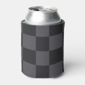 Kroatisch geometrisch zwart grijs vette ruiten blikjeskoeler (Blikje Voorkant)