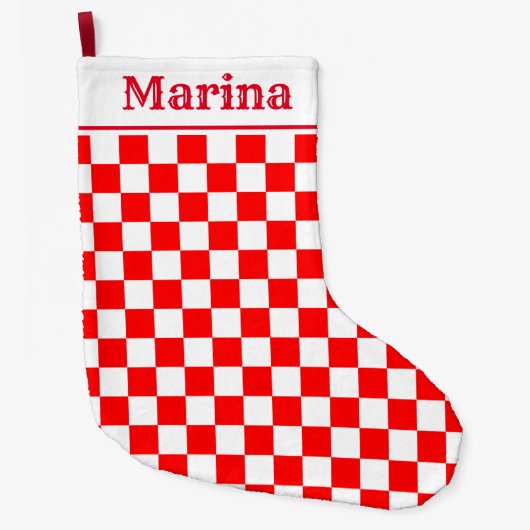 Kroatisch geruit patroon naam grote kerstsok (Voorkant)