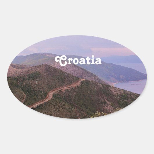 Kroatisch landschap ovale sticker (Voorkant)