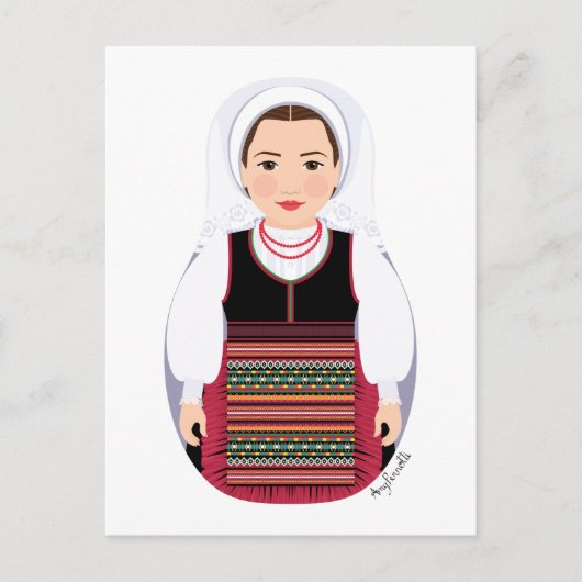 Kroatisch Lika Brunette Matryoshka Briefkaart (Voorkant)