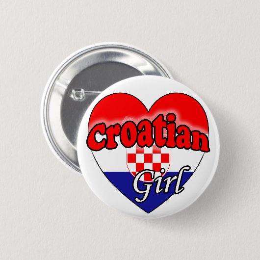 Kroatisch meisje ronde button 5,7 cm (Voorkant /achterkant)