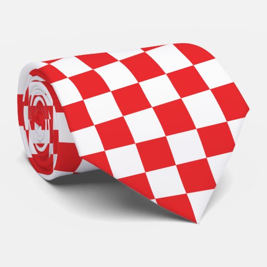 Kroatisch rood wit controlebord patroon stropdas (Opgerold)