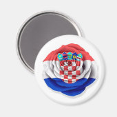 Kroatisch Roos Vlag op Wit Magneet (Voorkant / Achterkant)