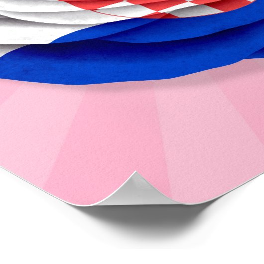 Kroatisch Roos vlag roze Poster (Hoek)