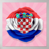 Kroatisch Roos vlag roze Poster (Voorkant)