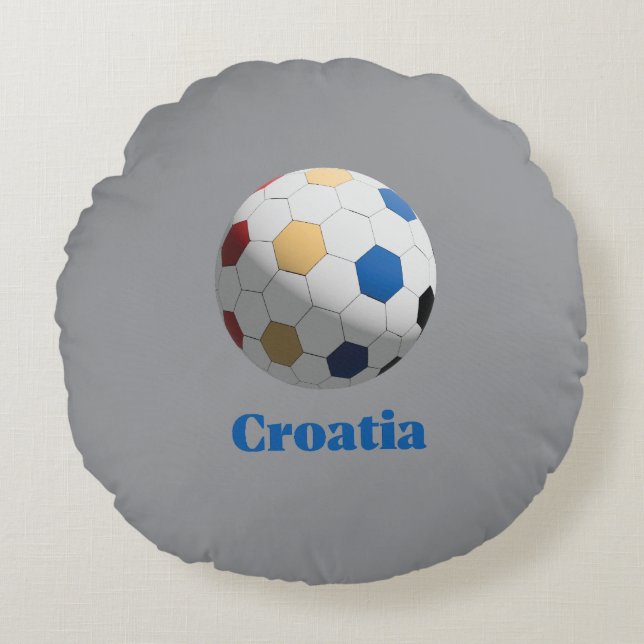 Kroatisch Voetbal Rond Kussen (Voorkant)
