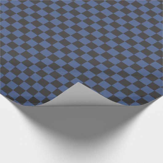 Kroatisch zwart blauw dambord patroon cadeaupapier (Hoek)