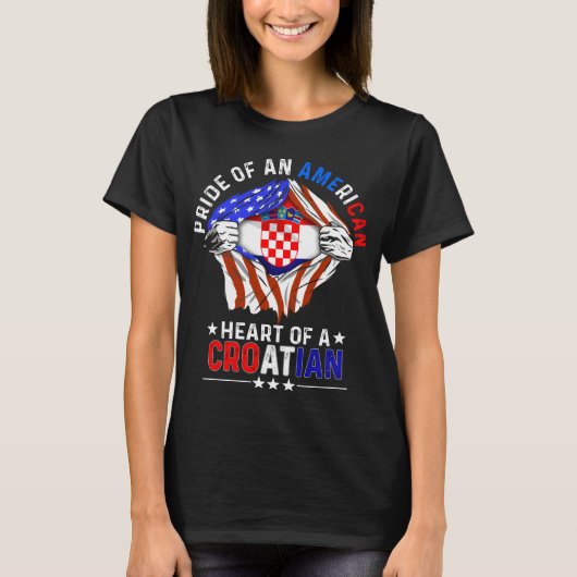 Kroatische Amerikaanse vlag T-shirt (Voorkant)