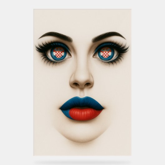 Kroatische Beauty Eyes & Lips Pop Portret Acryl Bord (Voorkant)