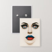 Kroatische Beauty Eyes & Lips Pop Portret Button (Voorkant / Achterkant)