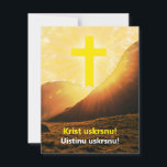 Kroatische "Christus is gerezen" Religieuze Pasen Feestdagenkaart<br><div class="desc">Deze kaart heeft de paaspaschal-groet die zegt: "Christus is Risen. Hij is inderdaad Risen!" in het Kroatisch. Er staat: "Krist uskrsnu! Uistinu uskrsnu! "Opmerking: let goed op kaart omdat het een religieus object is. Als het oud en/of beschadigd wordt, wordt de manier van verwijdering bepaald door middel van respectvolle verbranding...</div>
