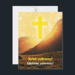 Kroatische "Christus is gerezen" Religieuze Pasen Feestdagenkaart<br><div class="desc">Deze kaart heeft de paaspaschal-groet die zegt: "Christus is Risen. Hij is inderdaad Risen!" in het Kroatisch. Er staat: "Krist uskrsnu! Uistinu uskrsnu! "Opmerking: let goed op kaart omdat het een religieus object is. Als het oud en/of beschadigd wordt, wordt de manier van verwijdering bepaald door middel van respectvolle verbranding...</div>