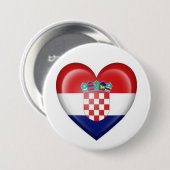 Kroatische hartvlag op wit ronde button 7,6 cm (Voorkant /achterkant)