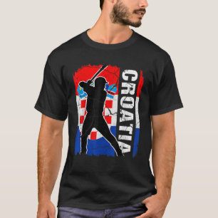 Kroatische honkbalspeler Kroatië Vlag Honkbal Fan T-shirt