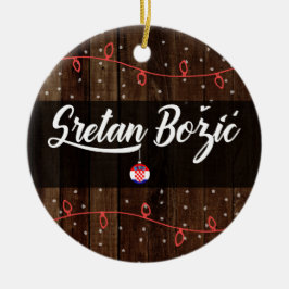 Kroatische kerst van Merry, Sretan Božić Rustic Keramisch Ornament