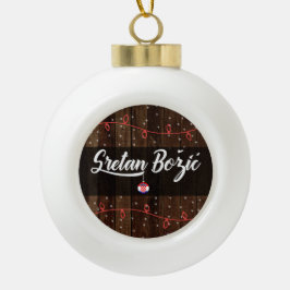 Kroatische kerst van Merry, Sretan Božić Rustic Keramische Bal Ornament