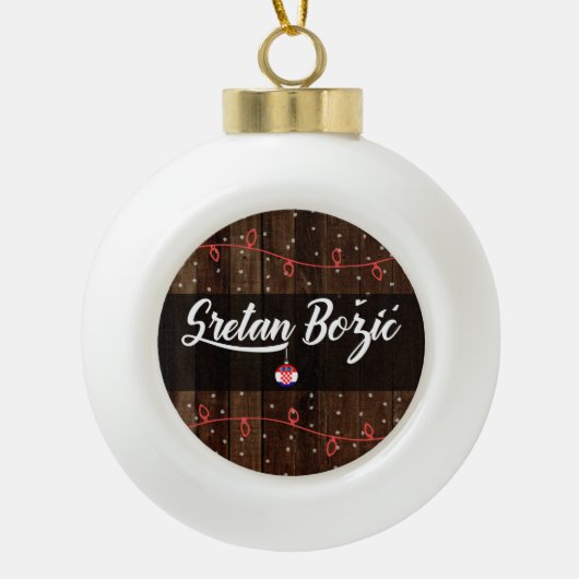 Kroatische kerst van Merry, Sretan Božić Rustic Keramische Bal Ornament (Voorkant)