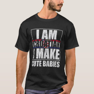 Kroatische Mannen en vrouwen met vlag en wandelhou T-shirt