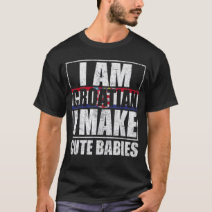 Kroatische Mannen en vrouwen met vlag en wandelhou T-shirt