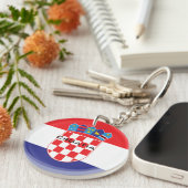 Kroatische nationale vlaggenpatriottische cadeaus sleutelhanger (Voorkant Rechts)