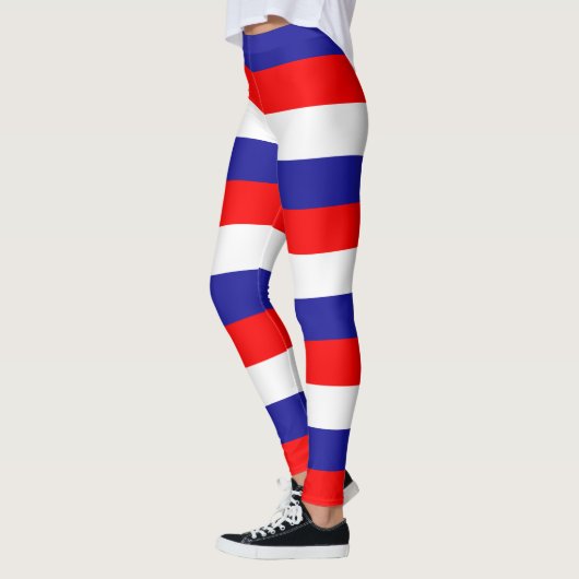 Kroatische nationale vlagkleuren horizontaal gestr leggings (Links)