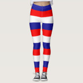 Kroatische nationale vlagkleuren horizontaal gestr leggings (Voorkant)