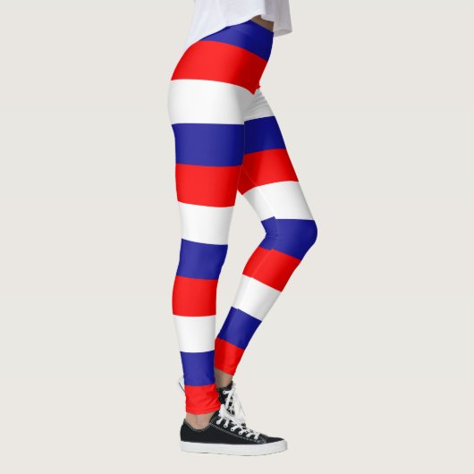 Kroatische nationale vlagkleuren horizontaal gestr leggings (Rechts)